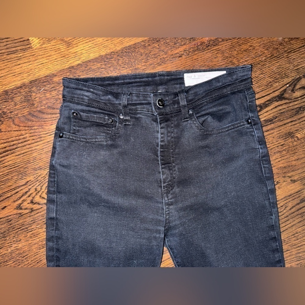 Rag & Bone High Rise Nina Skinny Jeans in No Fade Black - Picture 3 of 12